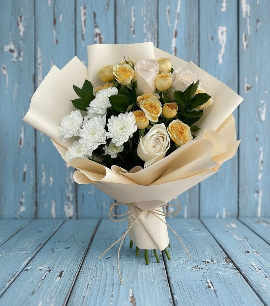 Букет цветов из: Розы и Хризантемы в Ломинцевский