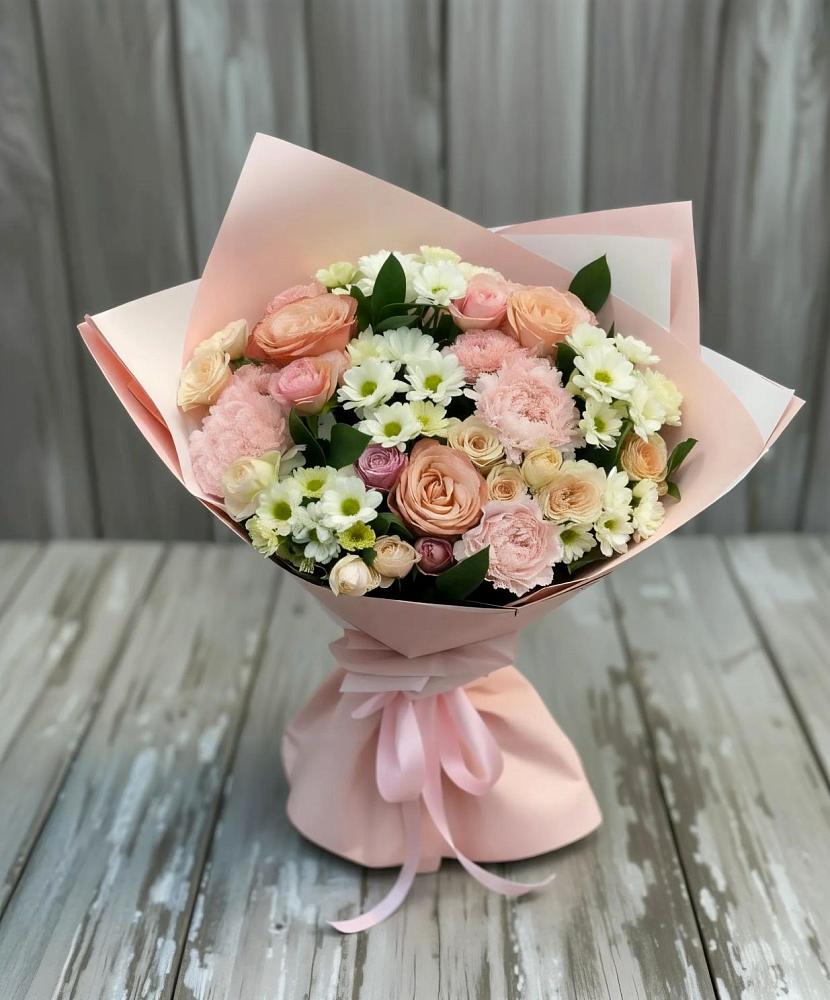 Букет цветов из: Гвоздики, Розы и Хризантемы в Ломинцевский