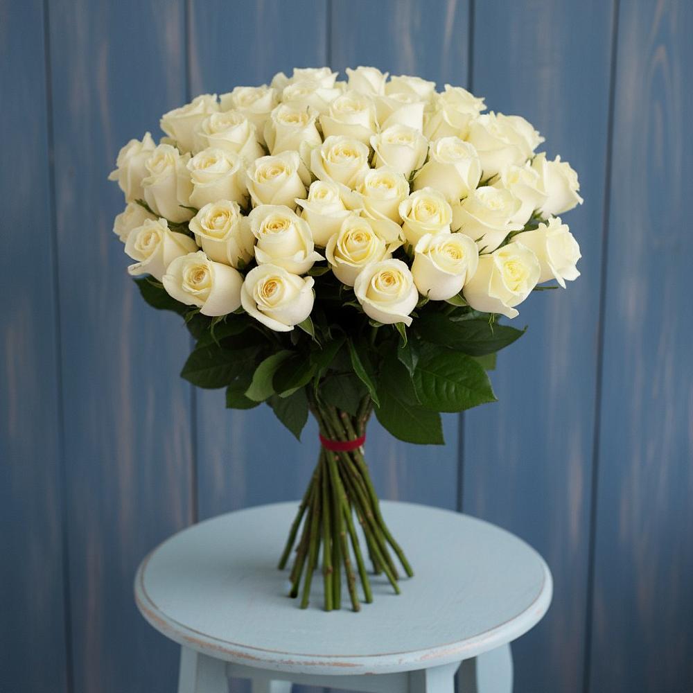 Букет 51 Белая роза Эдлесс Лав в Ломинцевский