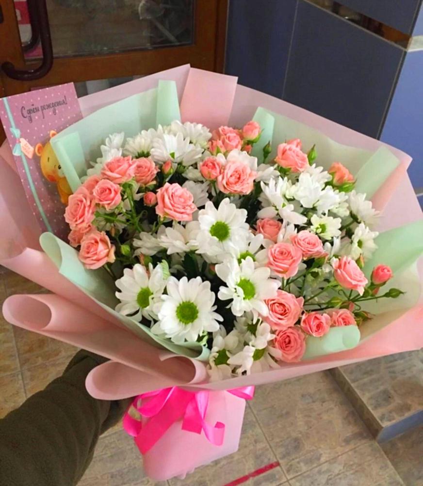 Букет цветов из: Розы и Хризантемы в Ломинцевский