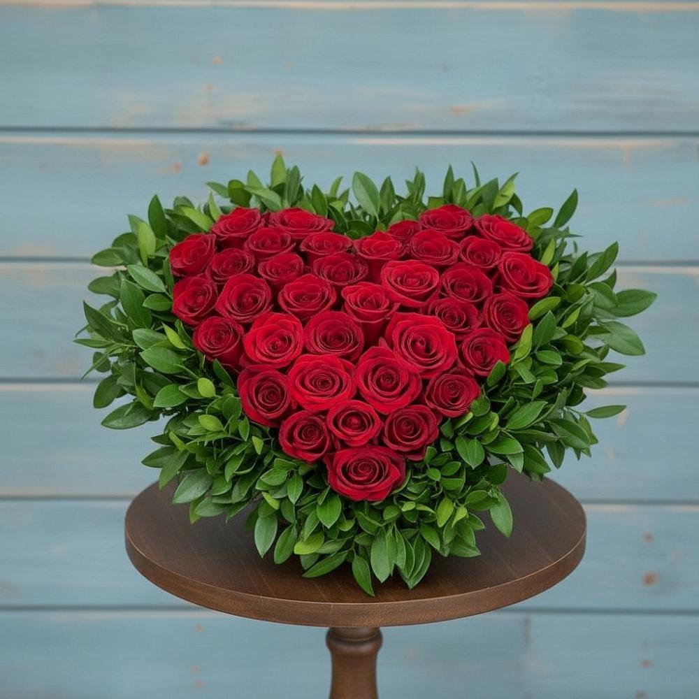 Цветочная композиция из Розы в виде сердца в Ломинцевский