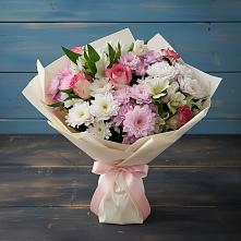 Букет цветов из:  Хризантемы, Альстромерии и Розы в Ломинцевский